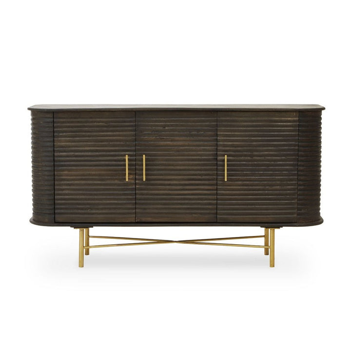 Sawyer 3 Drawer Side Table - Brown & Brass Premier 1