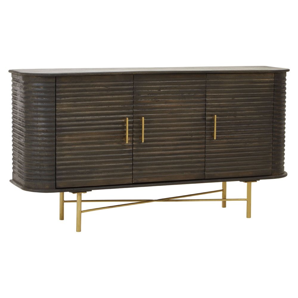 Sawyer 3 Drawer Side Table - Brown & Brass Premier 3