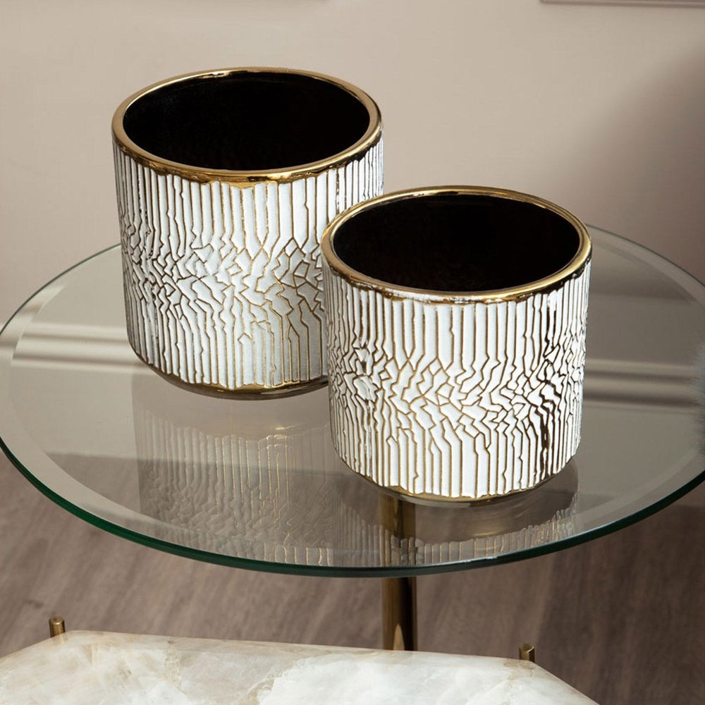 Olivia's Orion Side Table in White & Gold