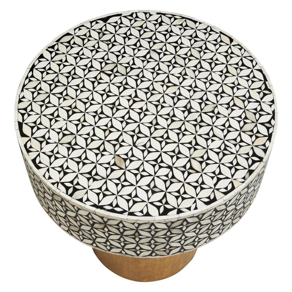 Olivia's Florence Round Side Table in Black & Brass