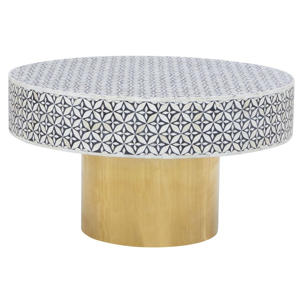 Olivia's Florence Round Coffee Table in Black & Brass