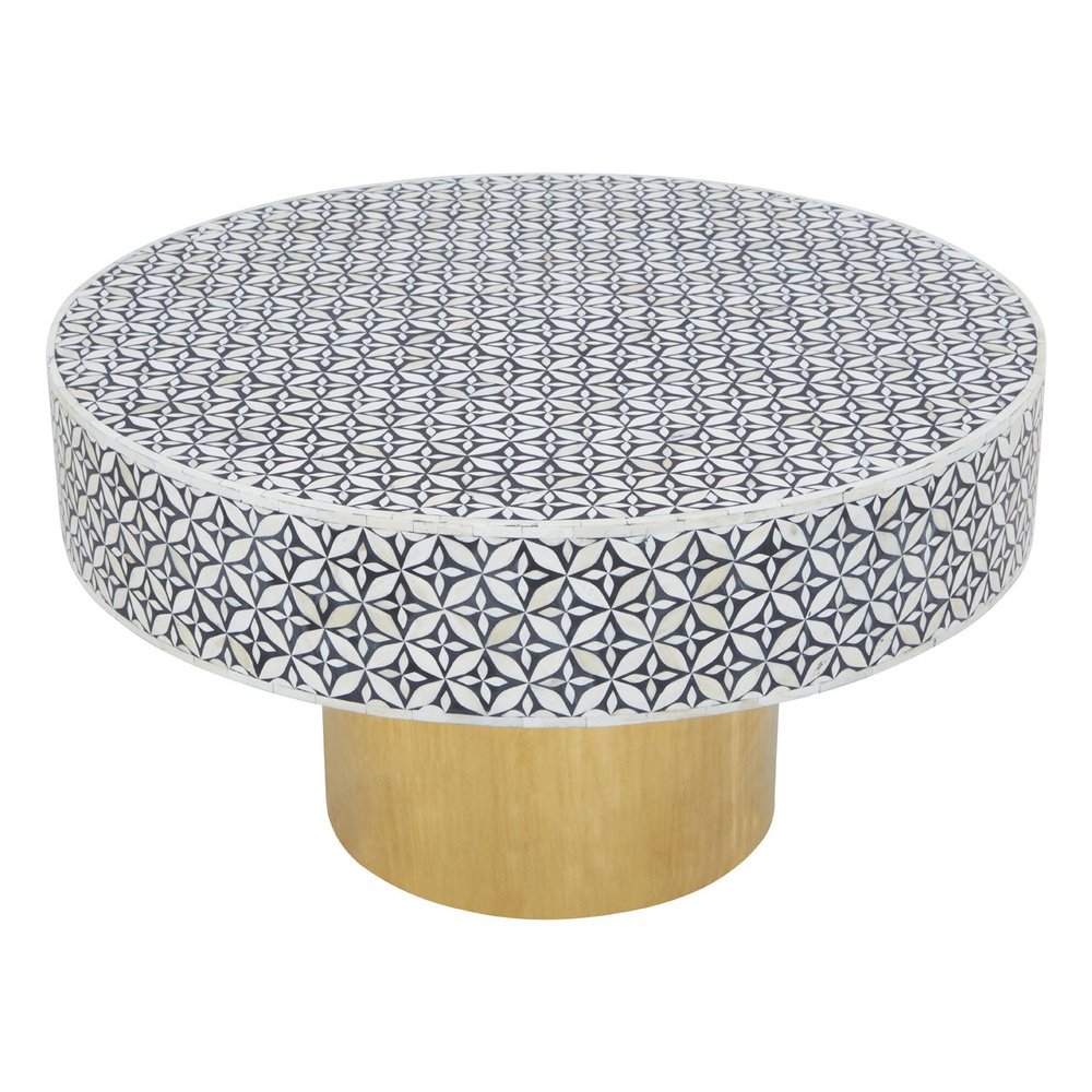 Olivia's Florence Round Coffee Table in Black & Brass