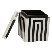 Olivia's Donall Small Square Striped Trinket Box in Black & White