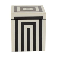 Olivia's Donall Small Square Striped Trinket Box in Black & White