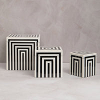 Olivia's Donall Small Square Striped Trinket Box in Black & White