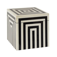 Olivia's Donall Medium Square Striped Trinket Box in Black & White