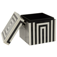 Olivia's Donall Medium Square Striped Trinket Box in Black & White