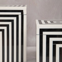 Olivia's Donall Medium Square Striped Trinket Box in Black & White