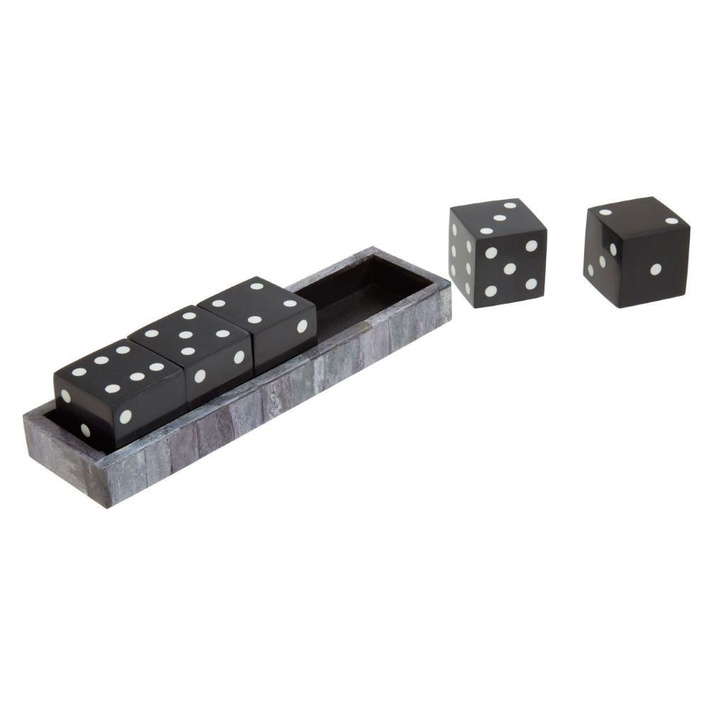 Olivia's Thornton Games Dice Set in Grey Bone with Black Dice