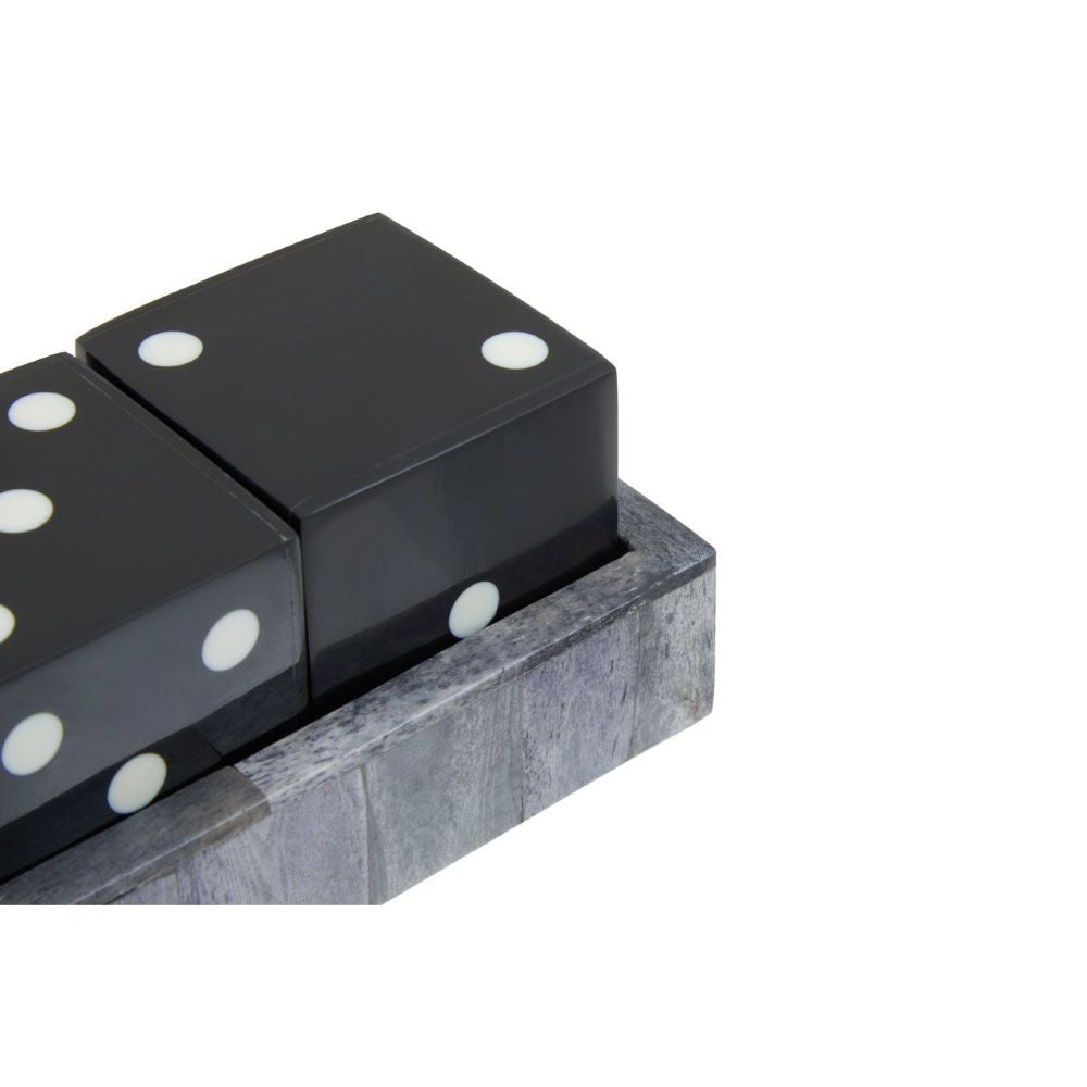 Olivia's Thornton Games Dice Set in Grey Bone with Black Dice