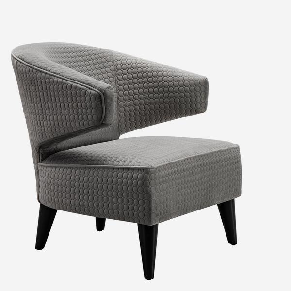 Andrew Martin Eaves Grey Circles Textured Chair-AndrewMartin-Olivia's- made from velvet