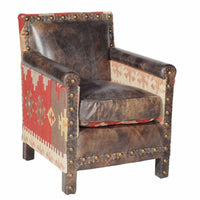 Andrew Martin Marlborough Kilim Fudge Leather Armchair