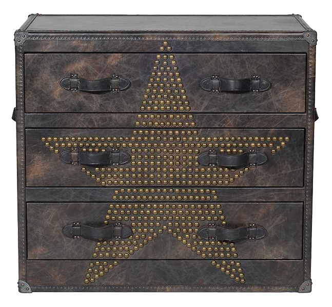 Andrew Martin Howard Star Chest Of Drawers-AndrewMartin-Olivia's- fudge leather