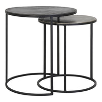 Light & Living Set of 2 Talca Side Table Antique & Raw Lead