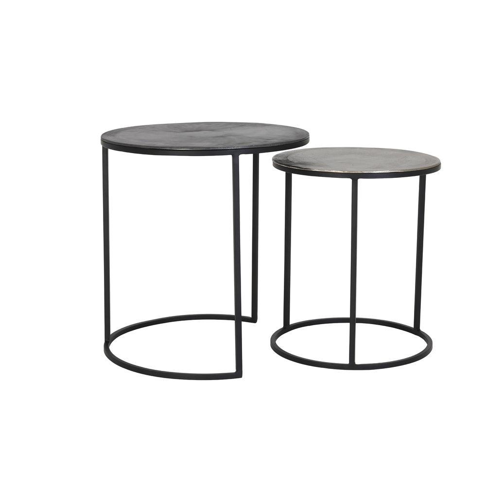 Light & Living Set of 2 Talca Side Table Antique & Raw Lead
