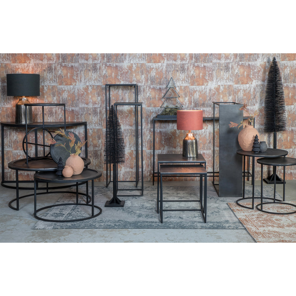 Light & Living Set of 2 Talca Side Table Antique & Raw Lead