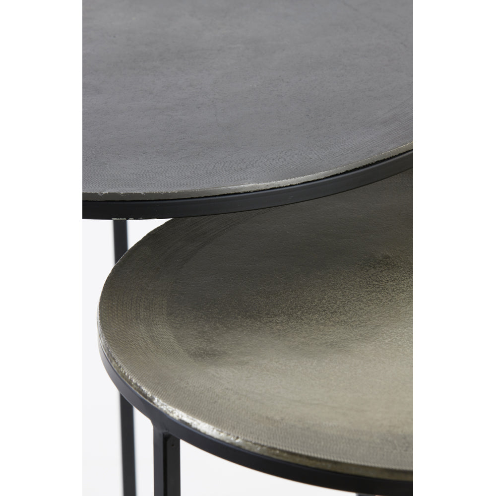 Light & Living-Light & Living Set of 2 Talca Side Table Antique & Raw Lead-Grey 301 