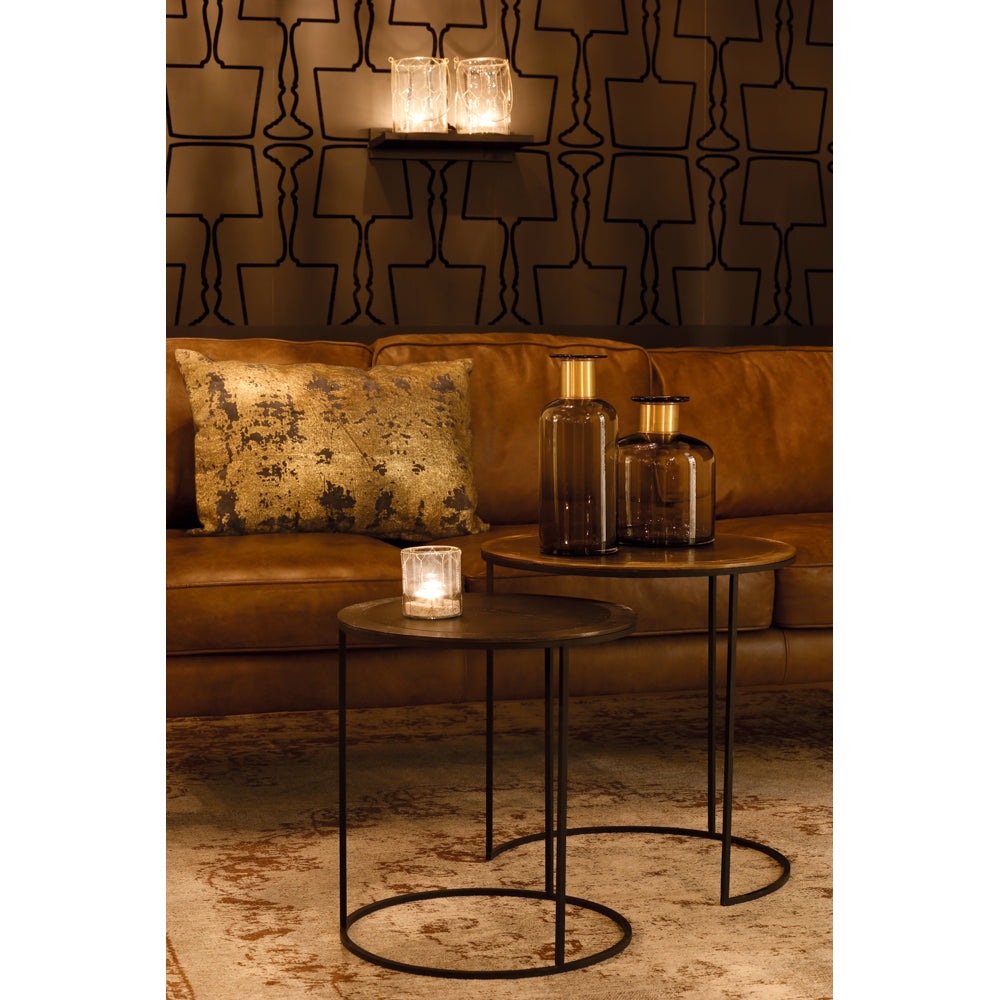 Light & Living Set of 2 Talca Side Table Antique Copper And Bronze Edge