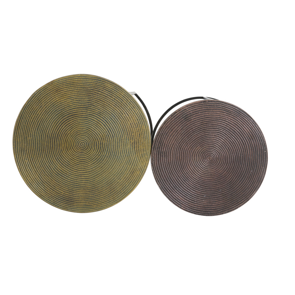 Light & Living Set of 2 Talca Side Table Antique Copper And Bronze Circ