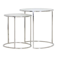 Light & Living Set of 2 Duarte Side Table Nickel And Glass