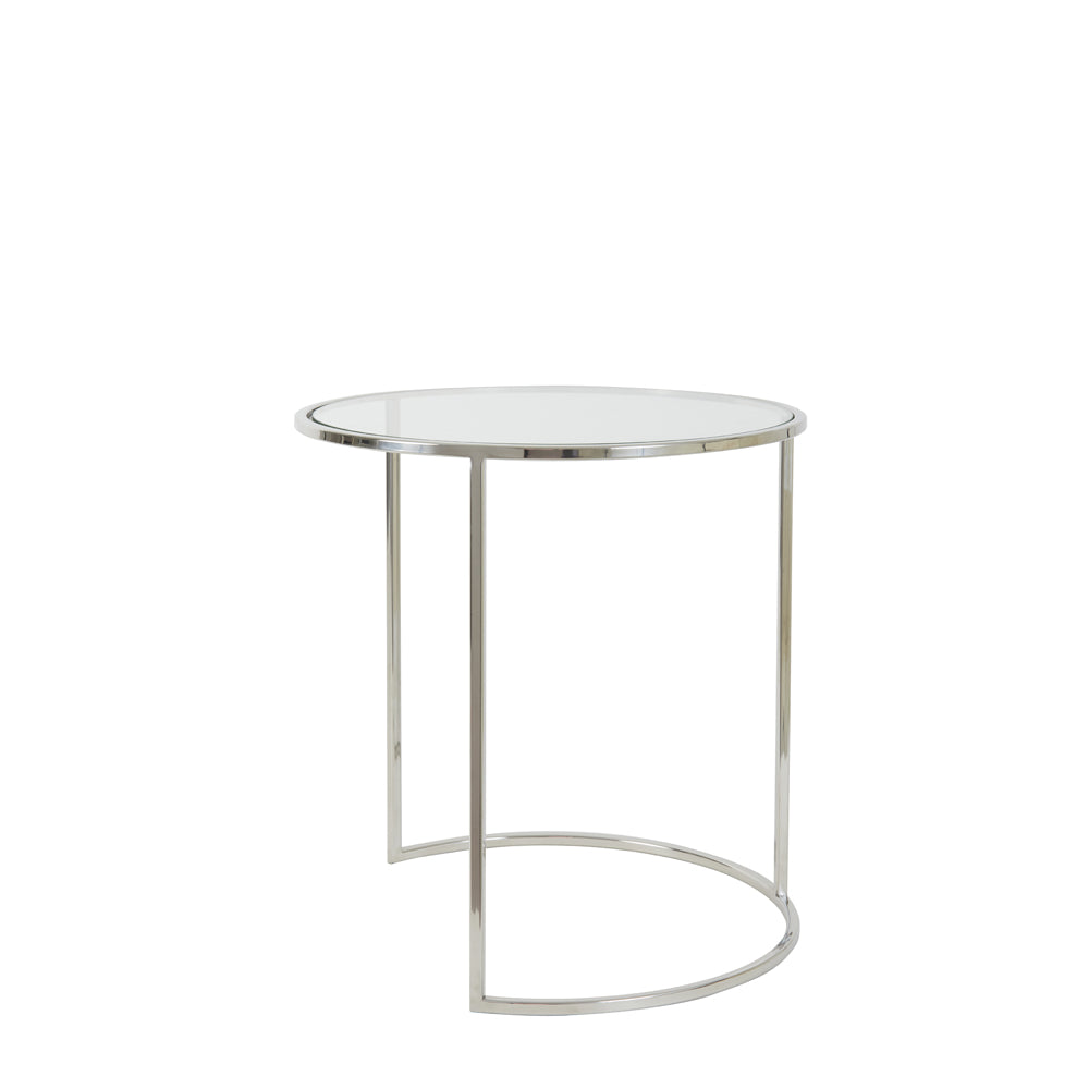 Light & Living Set of 2 Duarte Side Table Nickel And Glass