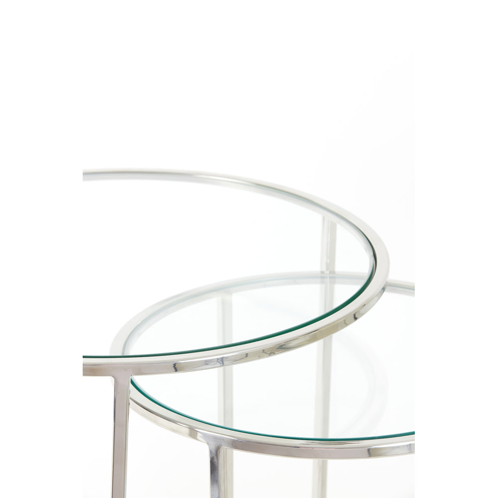 Light & Living Set of 2 Duarte Side Table Nickel And Glass