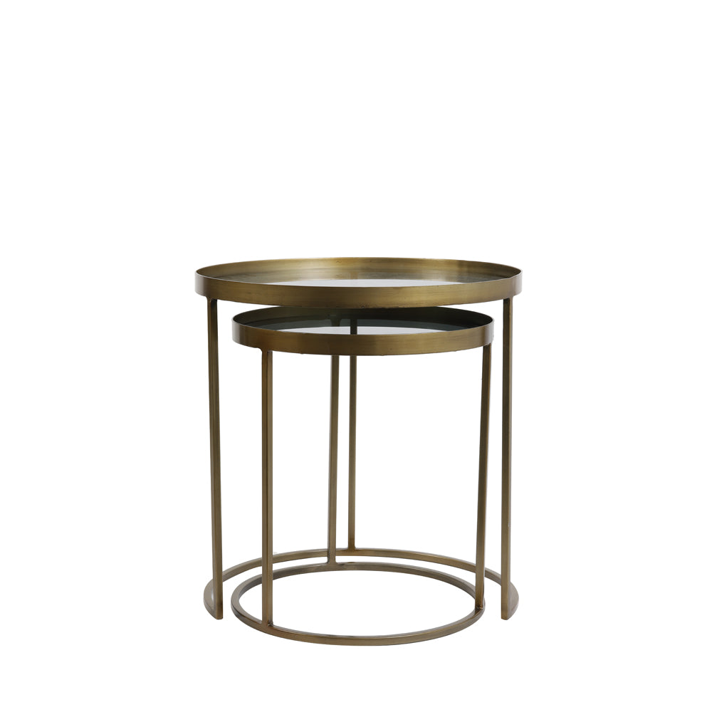 Light & Living Set of 2 Talek Side Table Ant Bronze And Dark Bronze