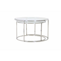 Light & Living Set of 2 Duarte Coffee Table Nickel And Glass