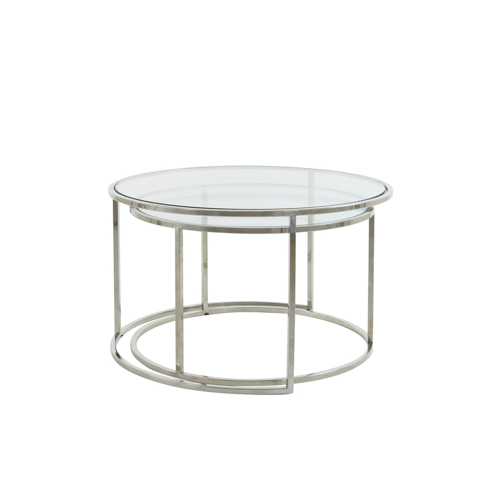 Light & Living Set of 2 Duarte Coffee Table Nickel And Glass