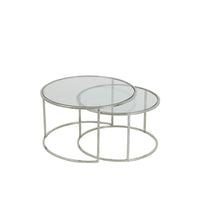 Light & Living Set of 2 Duarte Coffee Table Nickel And Glass