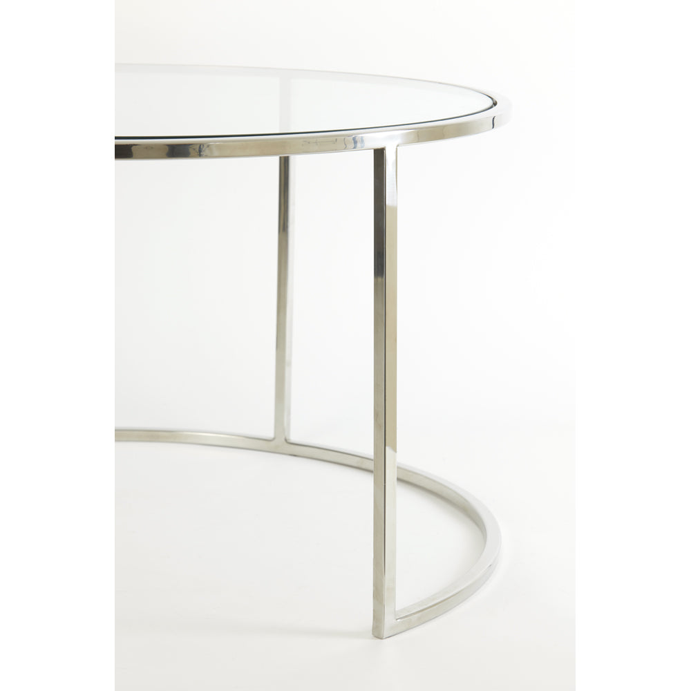 Light & Living Set of 2 Duarte Coffee Table Nickel And Glass