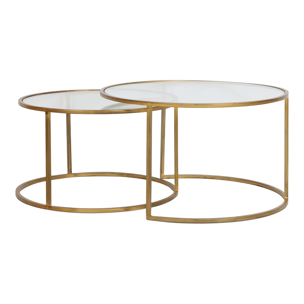 Light & Living Set of 2 Duarte Low Side Table Gold