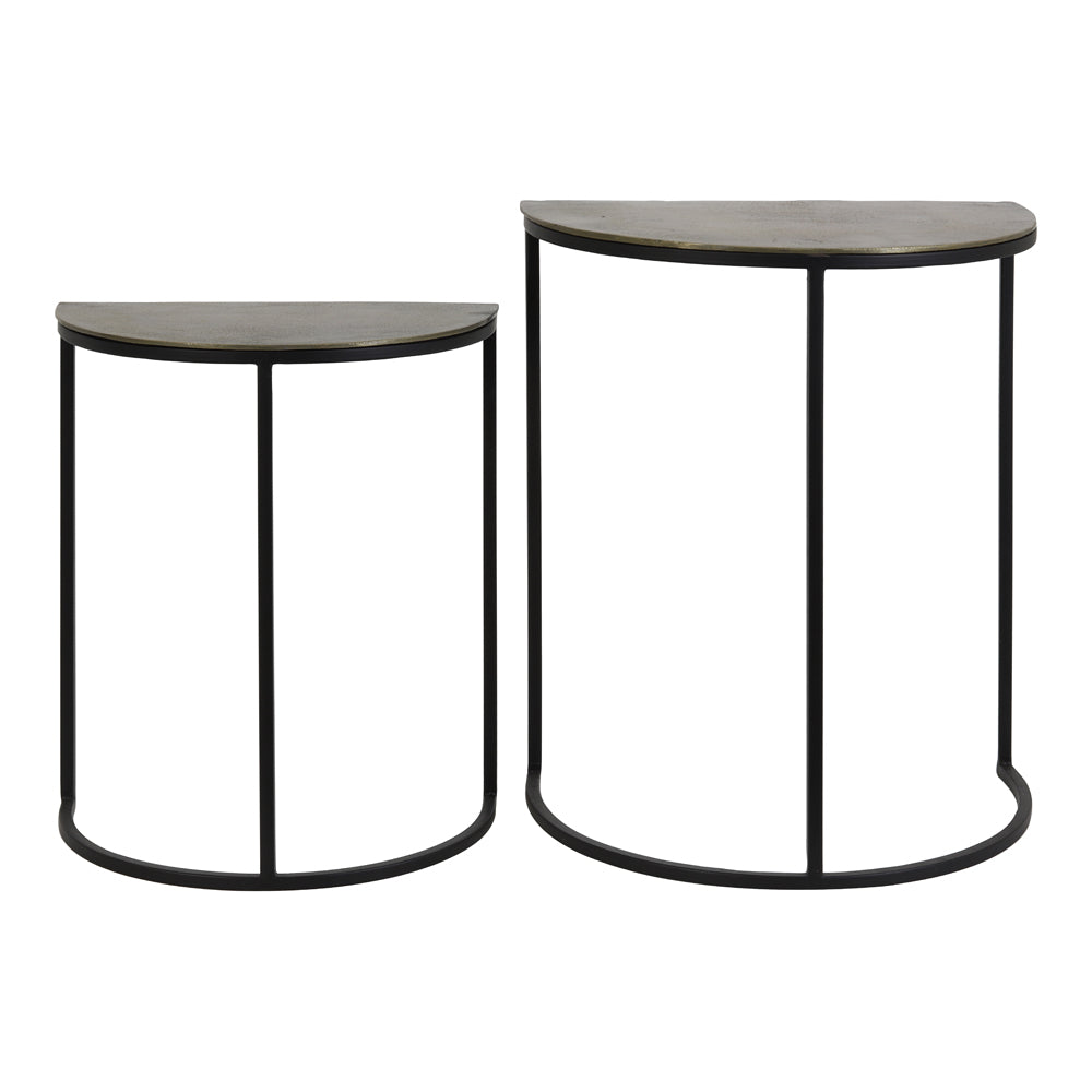 Light & Living Set of 2 Peto Side Table Antique Bronze And Black