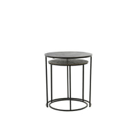 Light & Living Set of 2 Rengo Side Table Texture in Black And Bronze