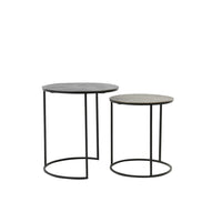 Light & Living Set of 2 Rengo Side Table Texture in Black And Bronze