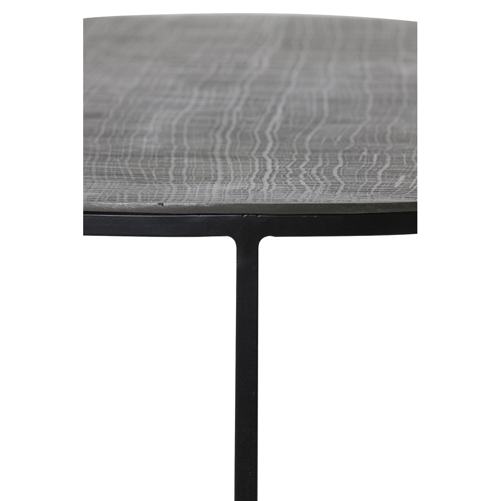 Light & Living Set of 2 Rengo Side Table Texture in Black And Bronze