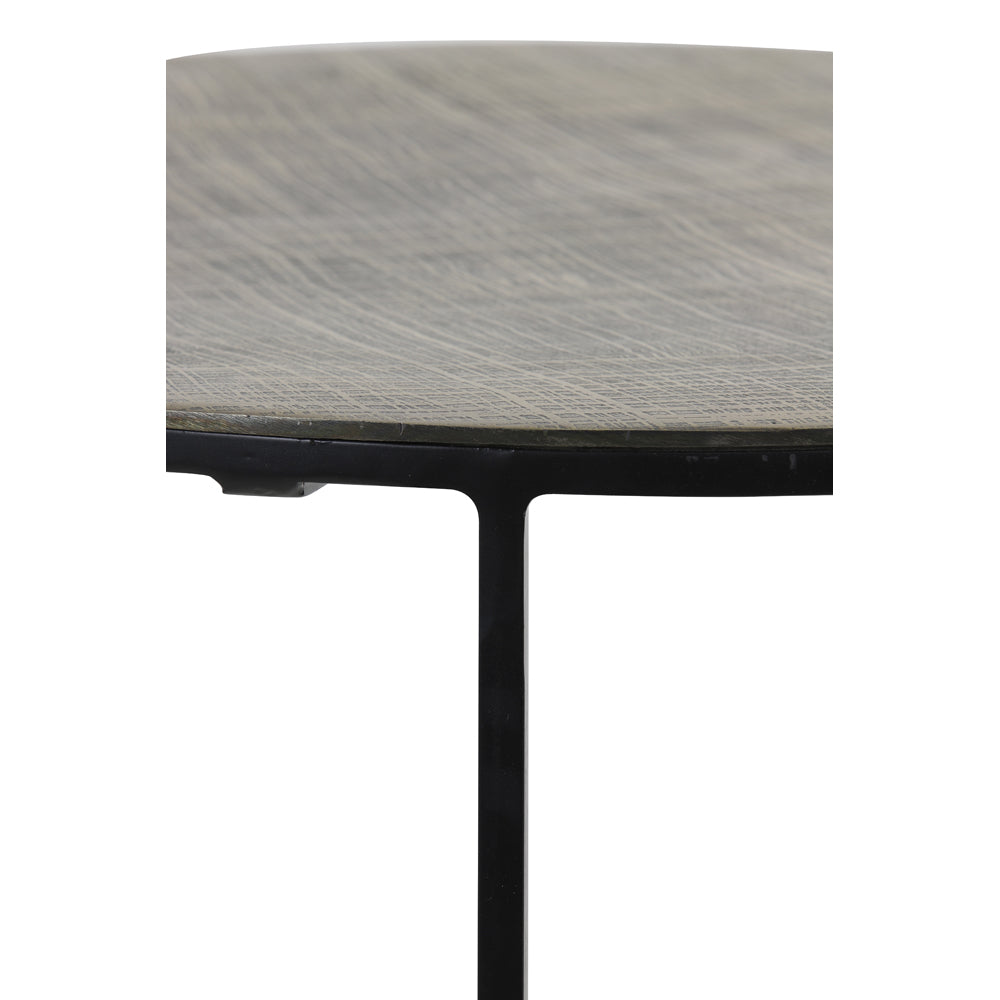 Light & Living Set of 2 Rengo Side Table Texture in Black And Bronze