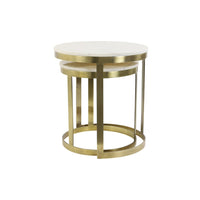 Light & Living Set of 2 Perlato Side Table Marble White And Ant Bronze