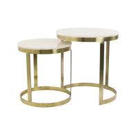 Light & Living Set of 2 Perlato Side Table Marble White And Ant Bronze