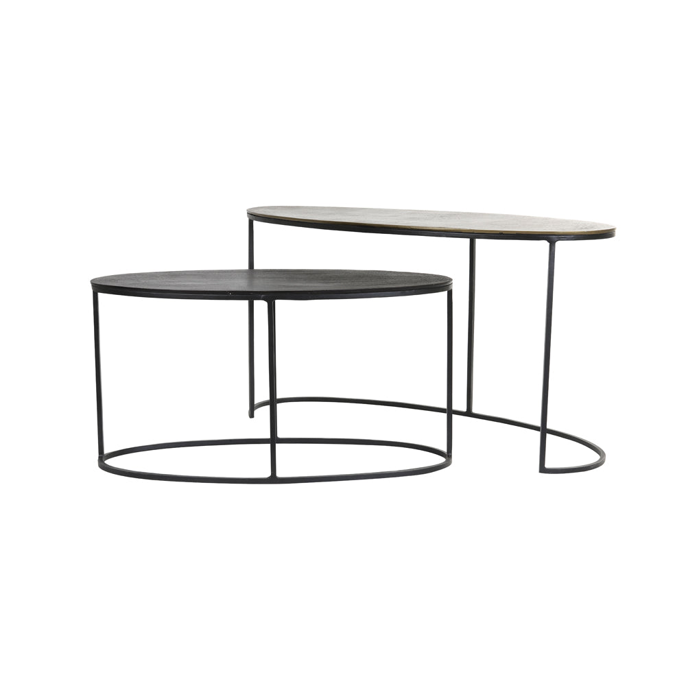 Light & Living Set of 2 Paxson Side Table Ant Bronze And Dark Bronze
