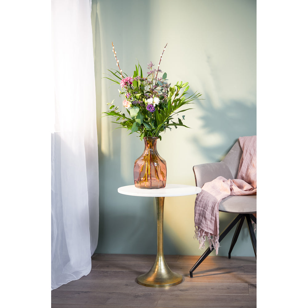 Light & Living Rickerd Side Table White Marble And Antique Bronze - Discontinued