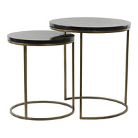 Light & Living Set of 2 Sobrina Side Table Black Agate And Ant Bronze