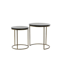 Light & Living Set of 2 Sobrina Side Table Black Agate And Ant Bronze