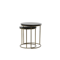 Light & Living Set of 2 Sobrina Side Table Black Agate And Ant Bronze