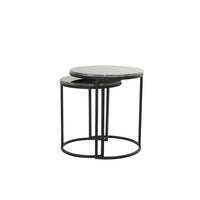 Light & Living Set of 2 Alfio Side Table Brown Marble And Black