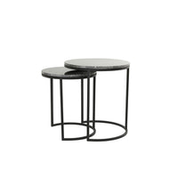 Light & Living Set of 2 Alfio Side Table Brown Marble And Black