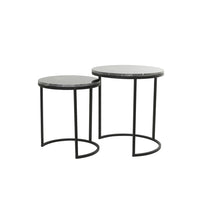 Light & Living Set of 2 Alfio Side Table Brown Marble And Black