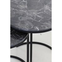 Light & Living Set of 2 Alfio Side Table Brown Marble And Black