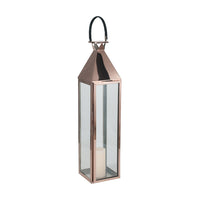 Olivias Coco Large Lantern in Shiny Copper Stainless Steel and Glass