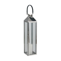 Olivia's Coco Medium Lantern in Shiny Nickel Stainless Steel and Glass